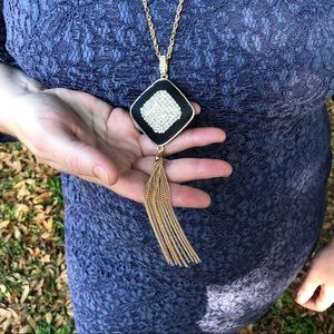 FREE (Must Bundle)! Leather/Pave Pendant Necklace